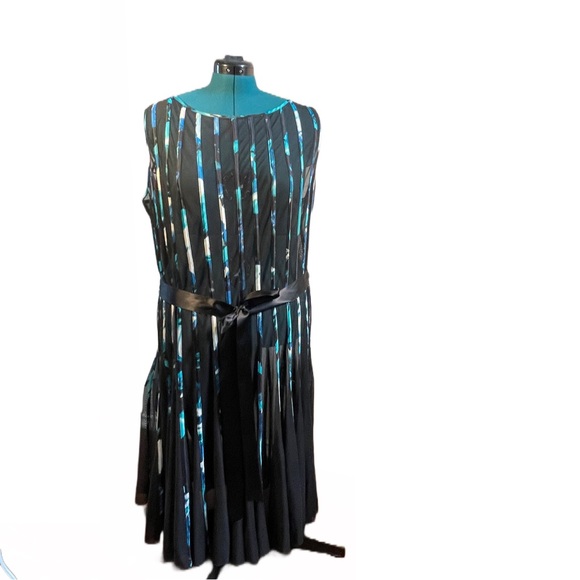 J.R. Nites Striped Midi Dress with Belt, 22W - Picture 1 of 15